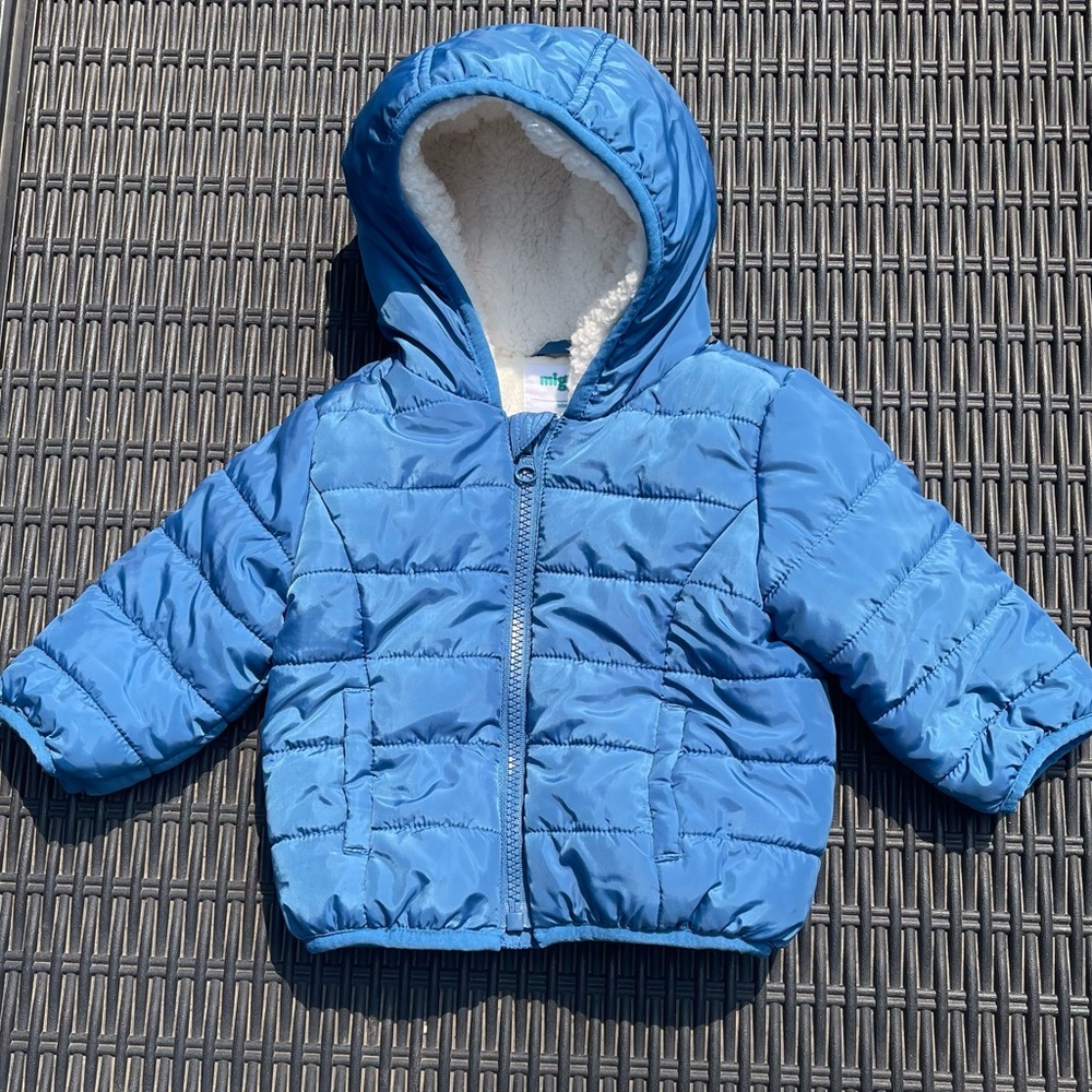 Boys Blue Puffer Jacket with Hood
